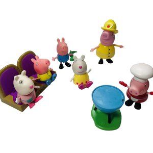 Peppa Pig Figures 2003 Vintage Toy Lot of 8 Figurines And Accessories